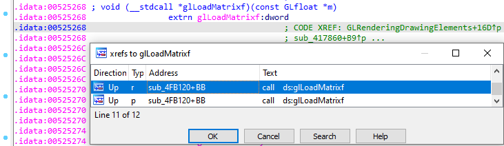AssaultCube search loadmatrixf